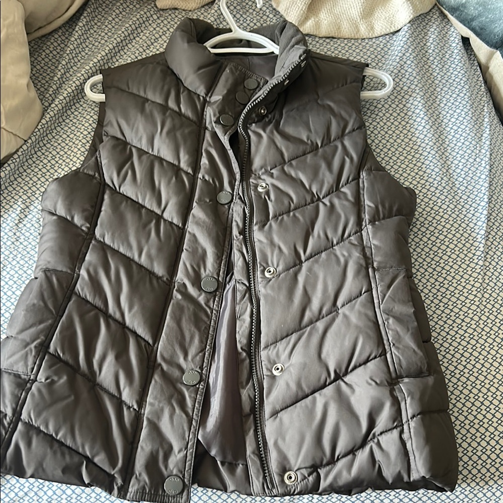 GAP Brown Quilted Vest with Stand-Up Collar